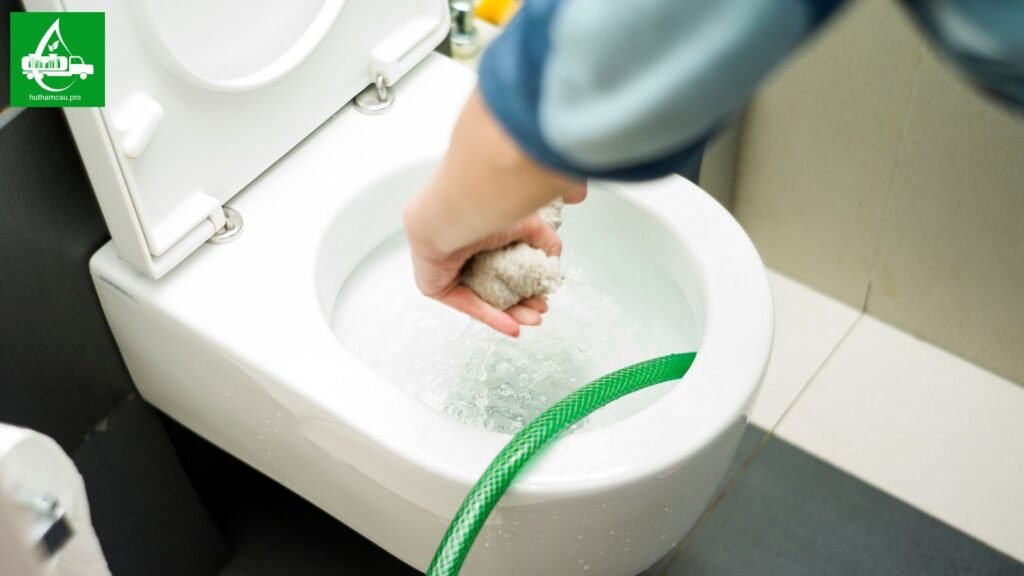 Bồn cầu có dấu hiệu trào ngược ra sàn nhà vệ sinh