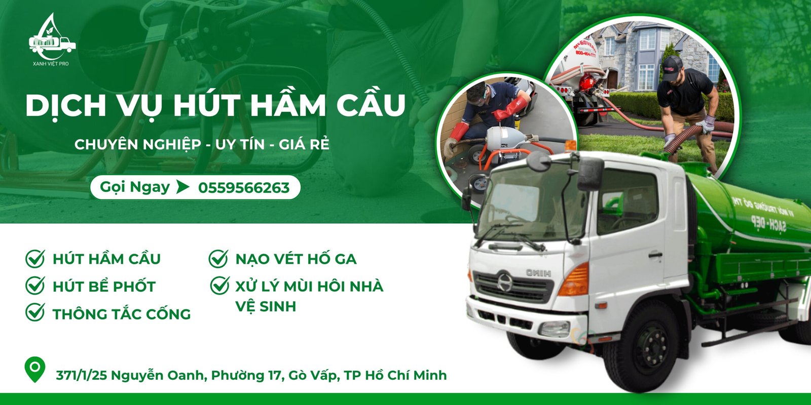 Dịch vụ hút hầm cầu Xanh Việt Pro