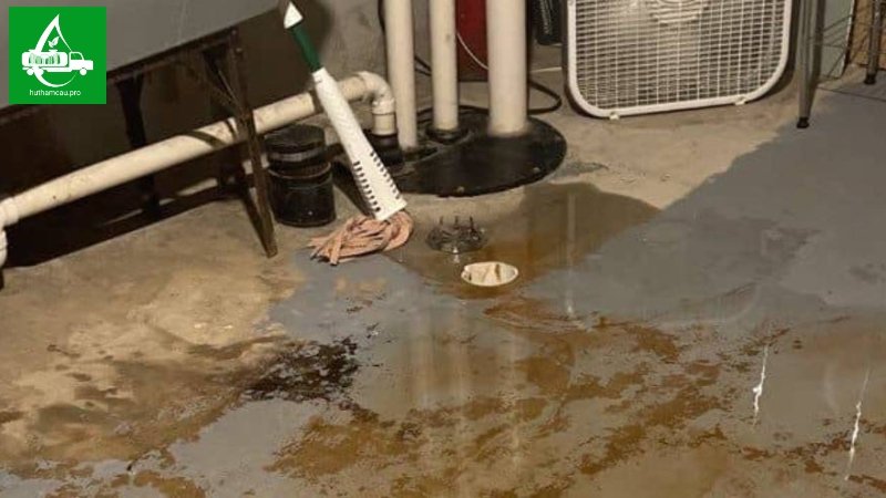 Nước thải từ ống thoát trào lên sàn nhà