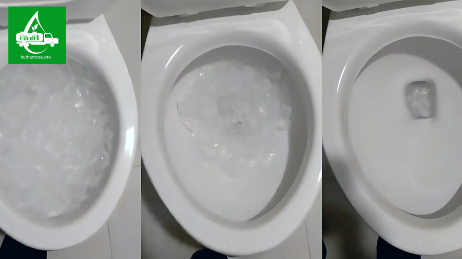 Thông tắc bồn cầu với đá lạnh
