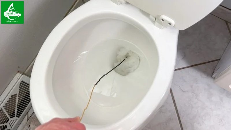 Dùng móc treo quần áo thông bồn cầu