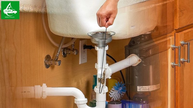 Dùng móc treo quần áo thông tắc bồn rửa bát