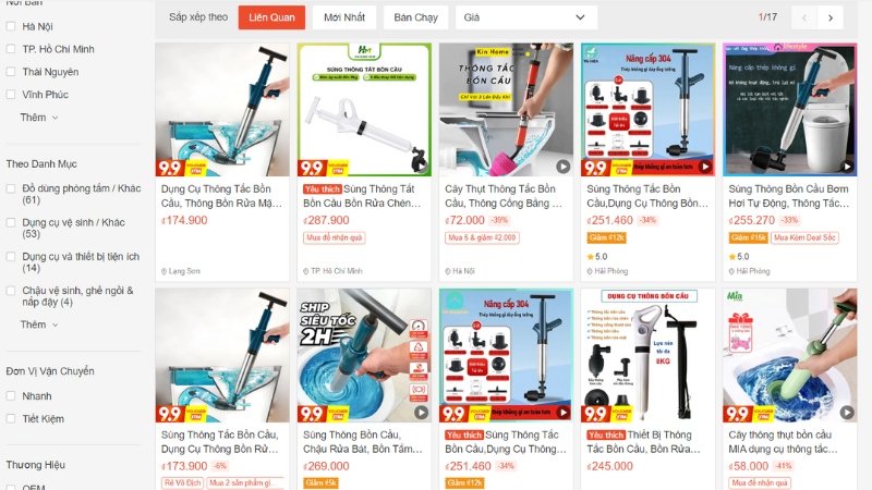 Mức giá tham khảo dụng cụ thông bồn cầu khí nén